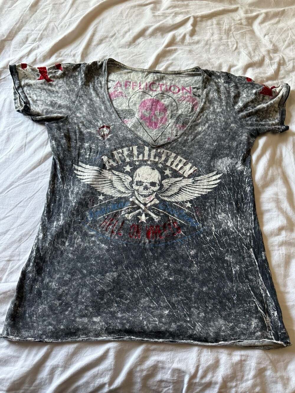 Vintage y2k Affliction American Customs Hell on Wheels T-Shirt Size L